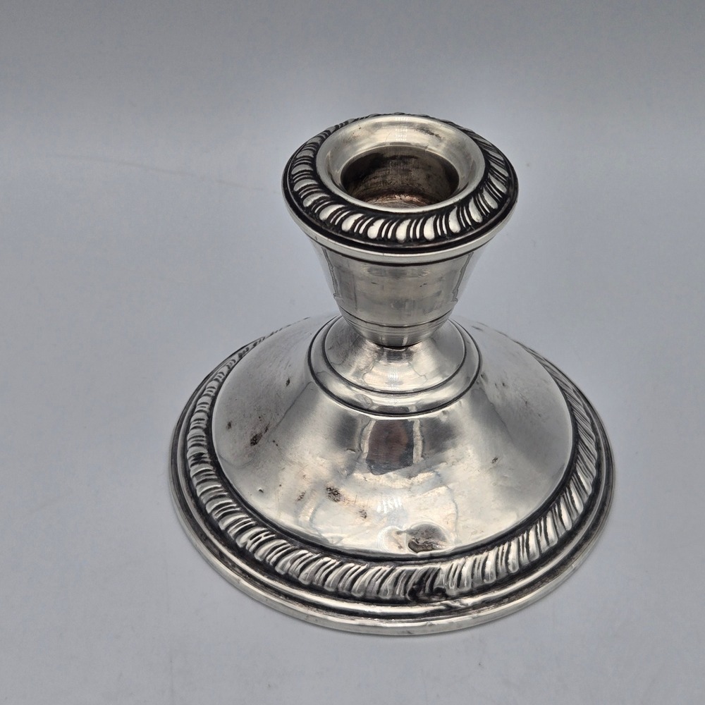 Vintage Sterling Silver Candlestick Holder Schweitzer Ribbed Rim‎ Weighted 294g